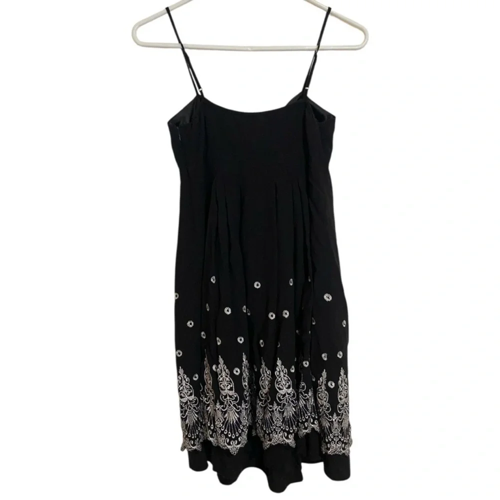 Forever 21 Y2K Black Embroidered Dress Small Boho Slip Dress Festival Party